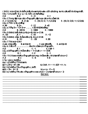 Đề kiểm tra 1 tiết môn Toán học 6